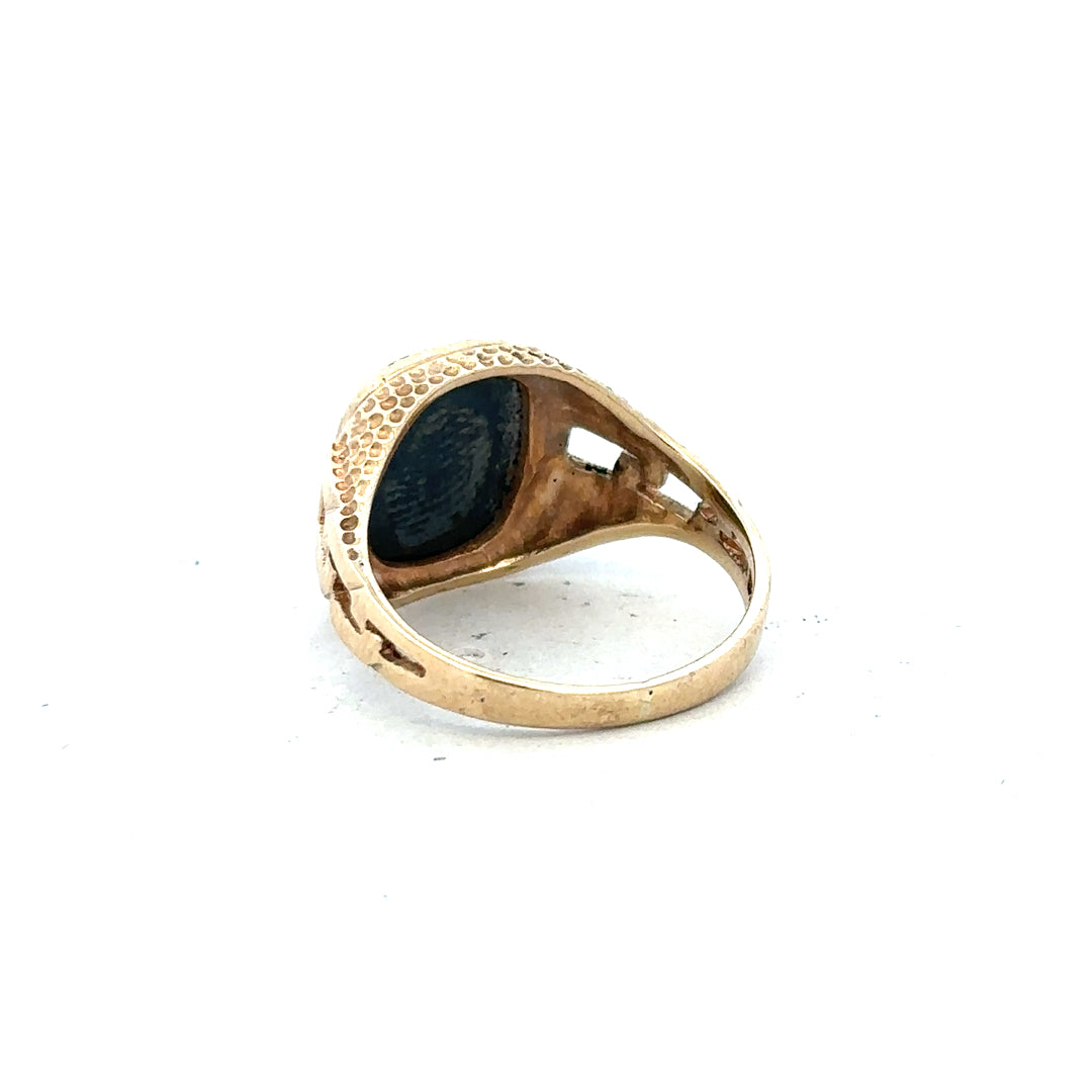 9ct yellow gold ring in size N with a simple band design, unbranded, displayed on a neutral background.