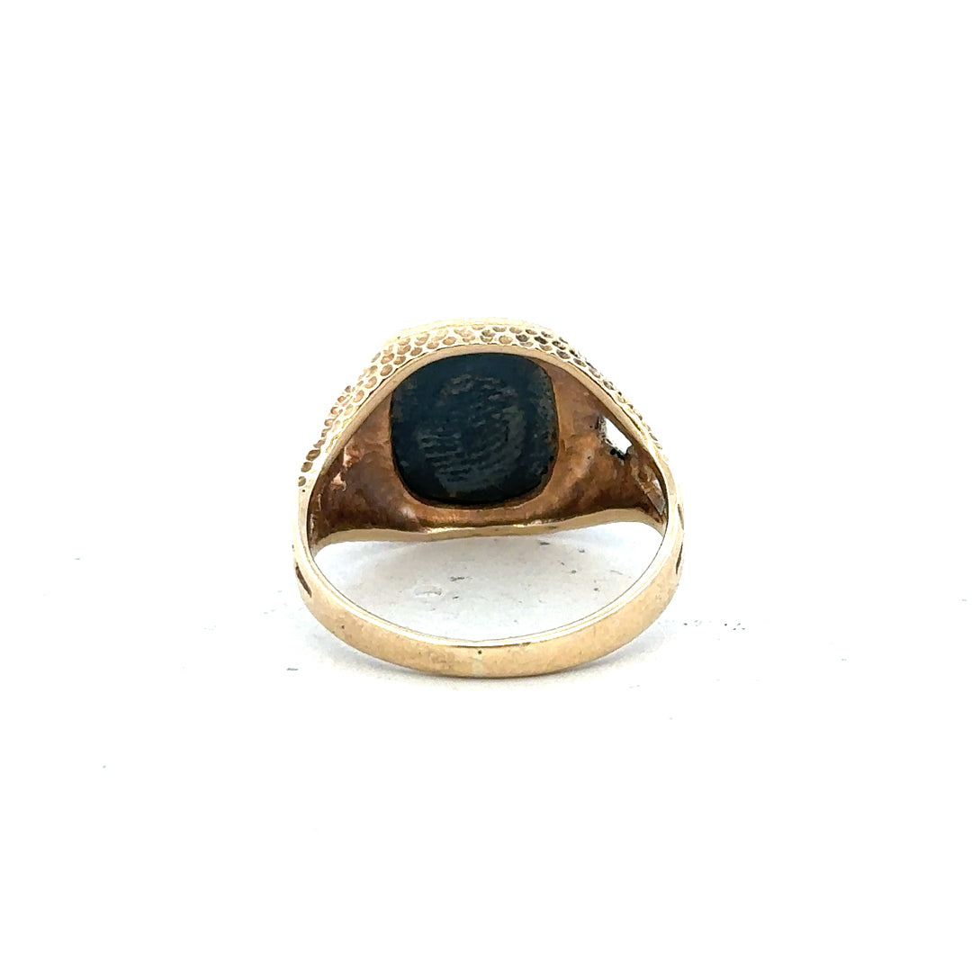 9ct yellow gold ring in size N with a smooth band, unbranded jewelry, showcasing its elegant and polished finish.