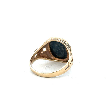 9ct yellow gold ring in size N, unbranded, featuring a smooth polished band with a classic design.