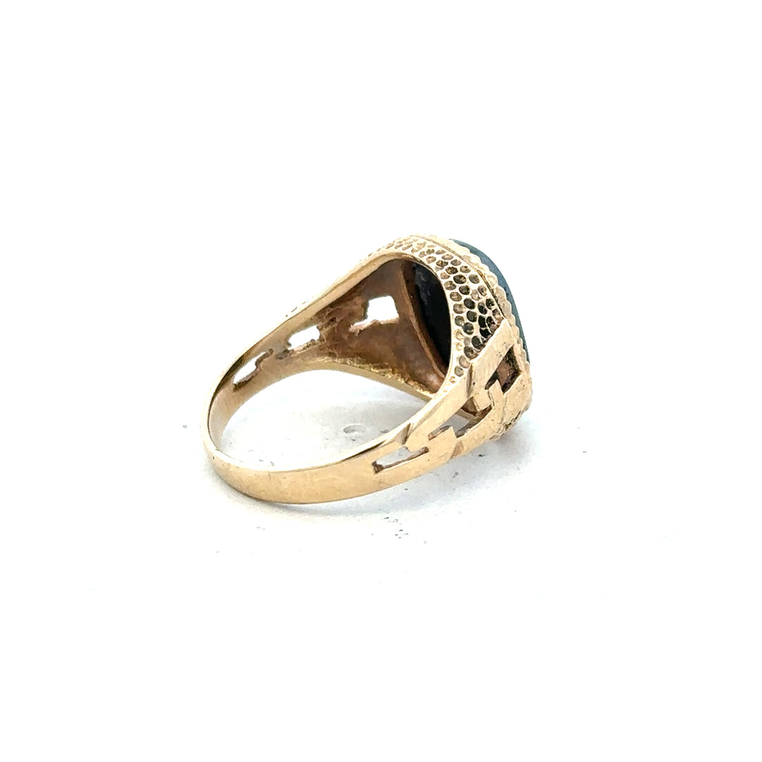 9ct yellow gold ring in size N, unbranded, with a smooth polished finish and classic design, shown on a plain background.