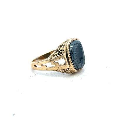 9ct yellow gold ring in size N, unbranded, with smooth polished band and classic design.