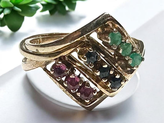 9ct yellow gold ring in size N with a smooth polished finish, unbranded jewelry displayed on a plain background.