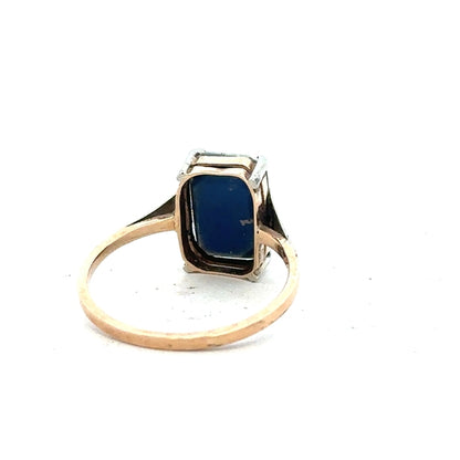 9ct yellow gold ring in size N with a smooth band, unbranded jewelry, displayed on a neutral background.