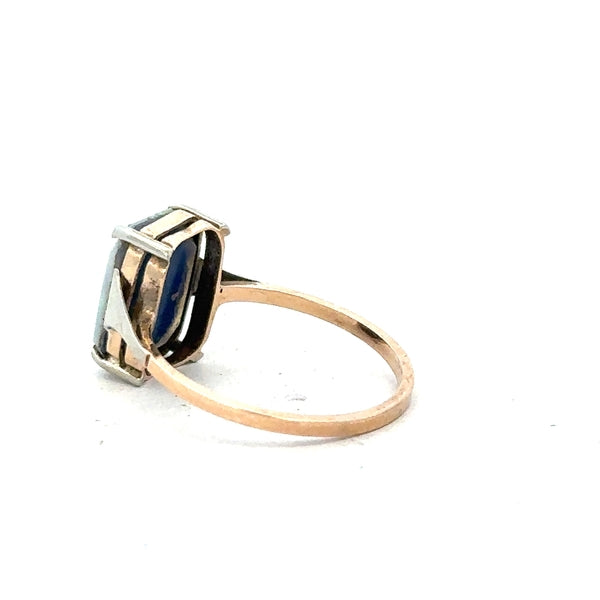 9ct yellow gold ring in size N with a simple band design, shown from a side view. Unbranded jewelry piece.