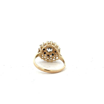 9ct yellow gold ring in size N with a smooth, polished finish, unbranded jewelry, shown from a side view.