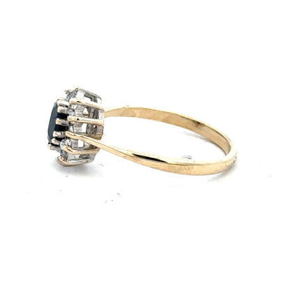 9ct yellow gold ring in size N with a simple band, unbranded jewelry piece shown on a plain background.