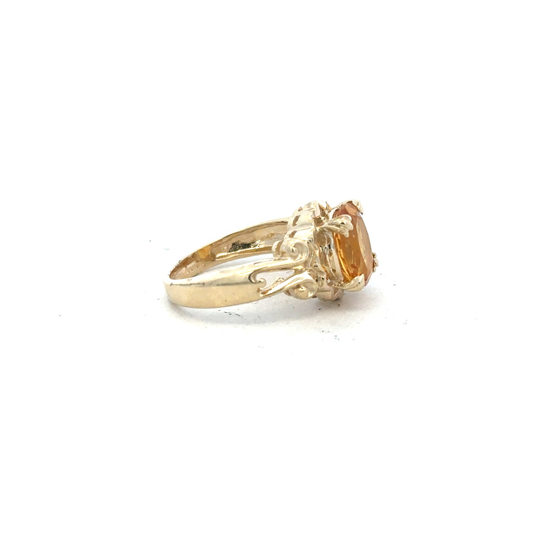 9ct yellow gold ring in size N with a smooth band, unbranded jewelry piece, shown from a front view.