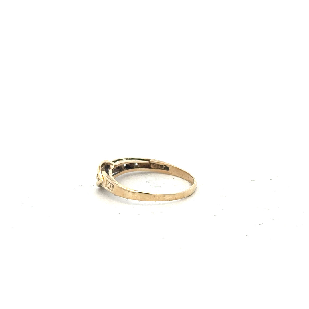 9ct yellow gold ring in size N with a simple band design, unbranded, shown on a plain background.