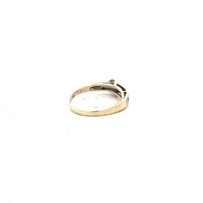 9ct yellow gold ring in size N with a smooth band, unbranded jewelry, showcasing a shiny polished finish.