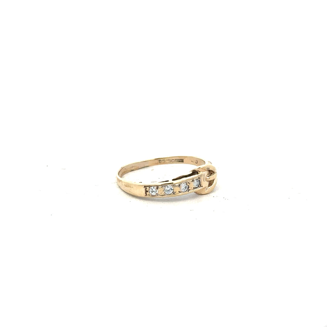 9ct yellow gold ring size N with smooth band, unbranded jewelry piece showcasing a polished finish.