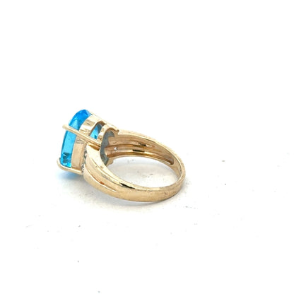 9ct yellow gold ring in size N, unbranded, featuring a polished band with a smooth finish.