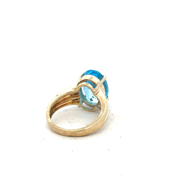9ct yellow gold ring in size N with a smooth band, unbranded, shown from a side view on a plain background.