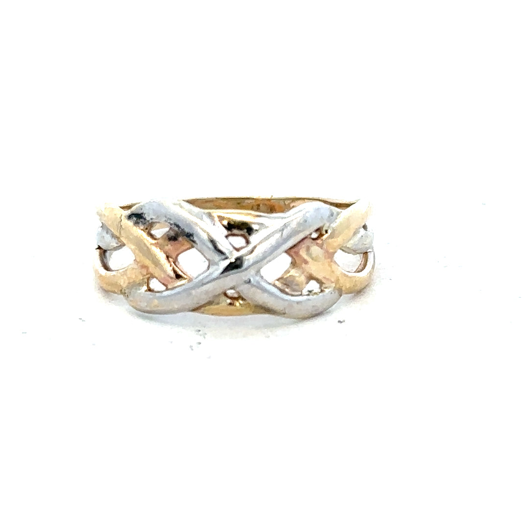 9ct yellow gold ring in size N, featuring a smooth polished band with a simple elegant design.