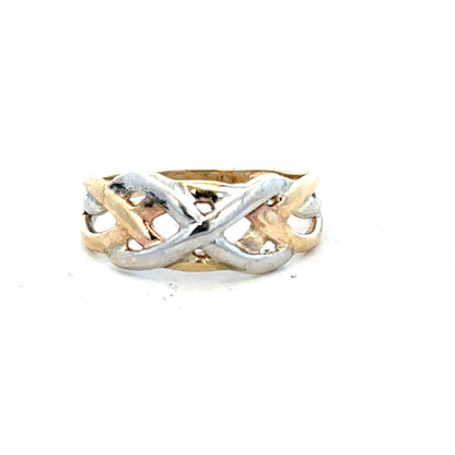 9ct yellow gold ring in size N, featuring a smooth polished band with a simple elegant design.