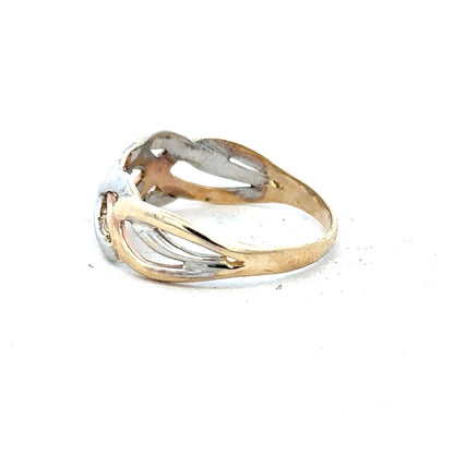 9ct yellow gold ring in size N with a smooth polished band, unbranded jewelry, displayed on a neutral background.