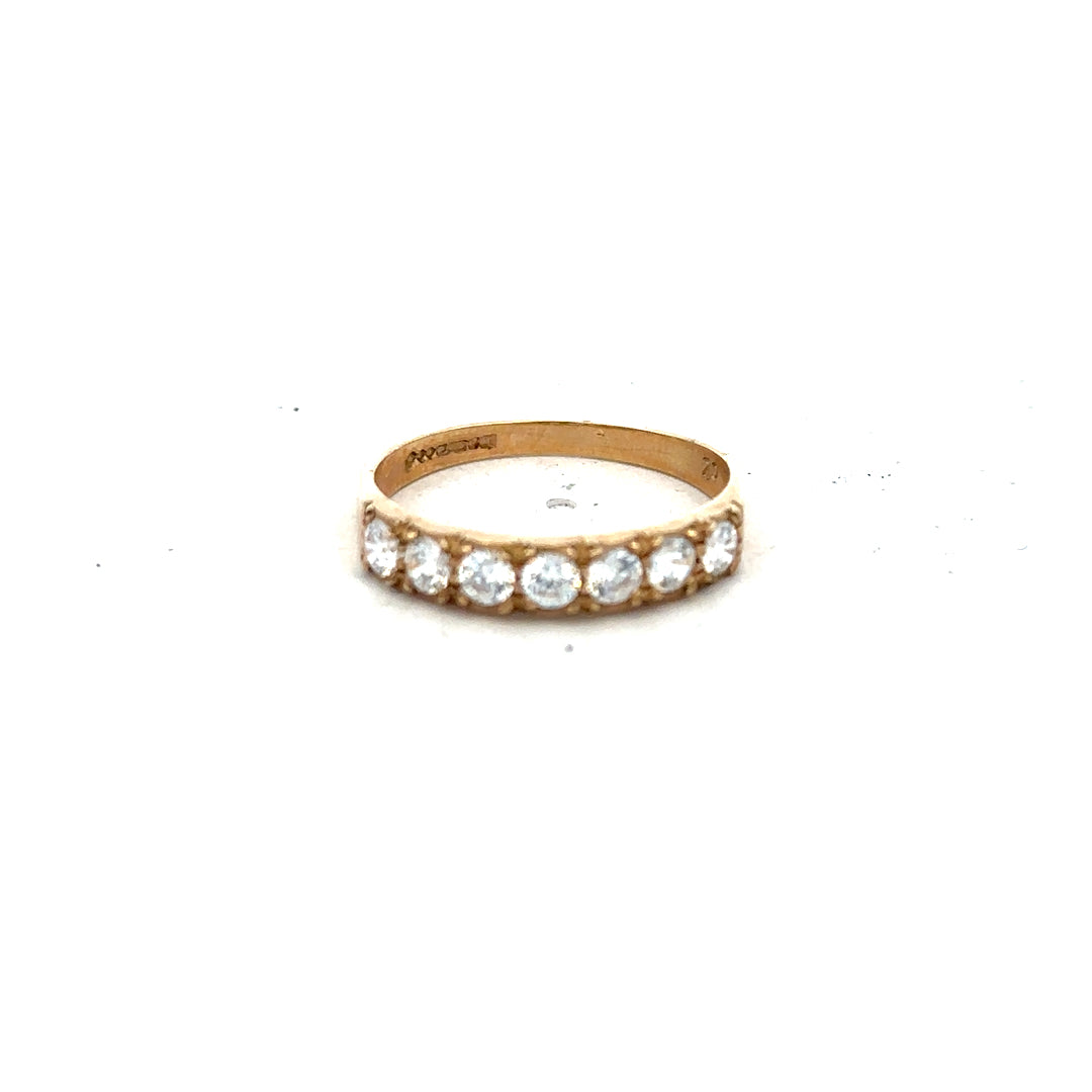 9ct yellow gold ring size N, unbranded jewelry with a smooth polished band, shown from a front view.