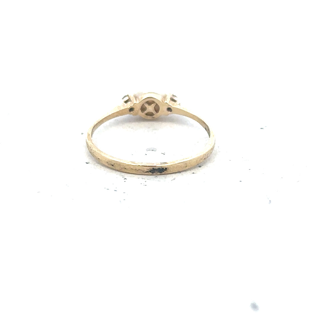 9ct yellow gold ring in size N with a smooth band, unbranded, showcasing a shiny polished finish.