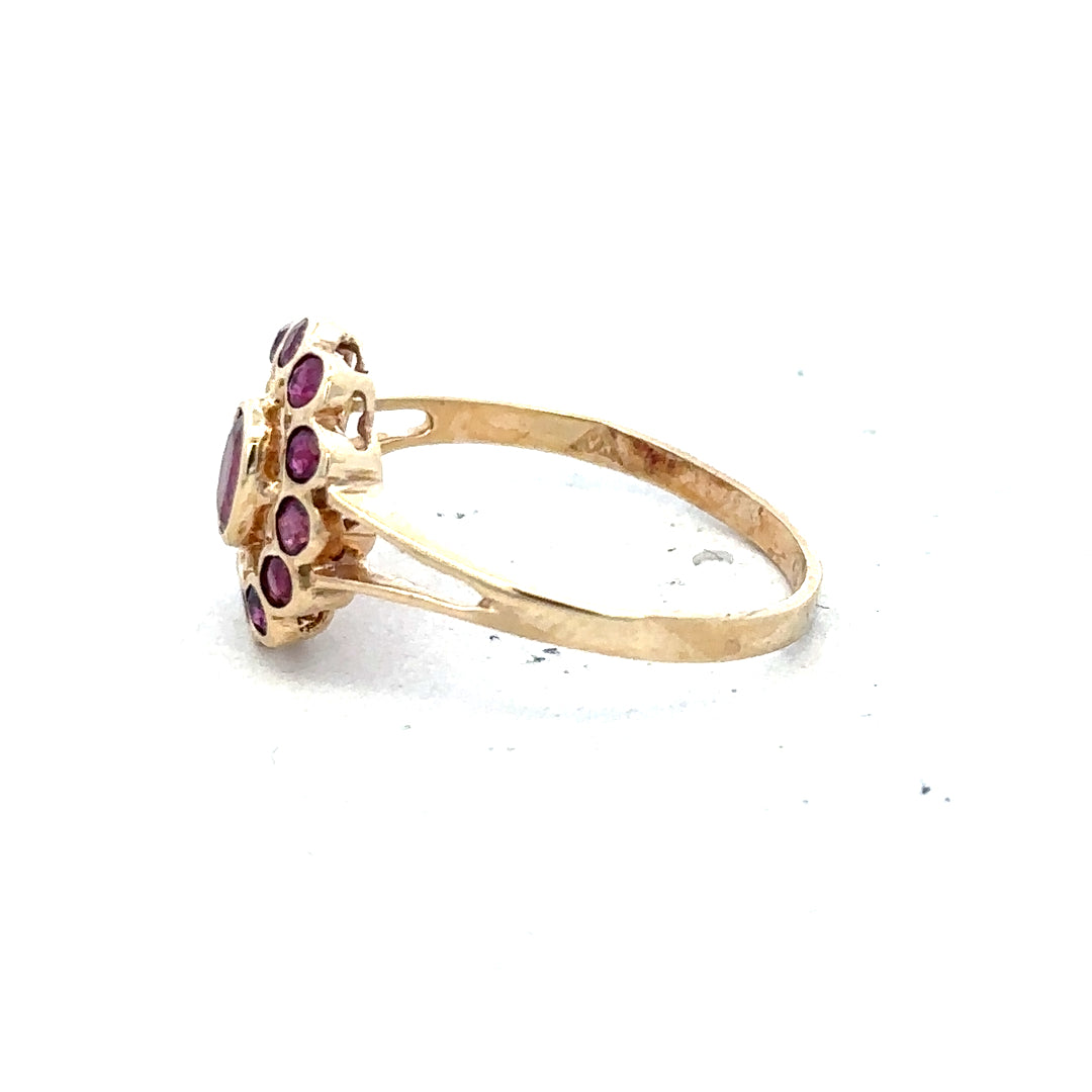 9ct yellow gold ring in size N, featuring a smooth polished band, unbranded jewelry displayed on a neutral background.