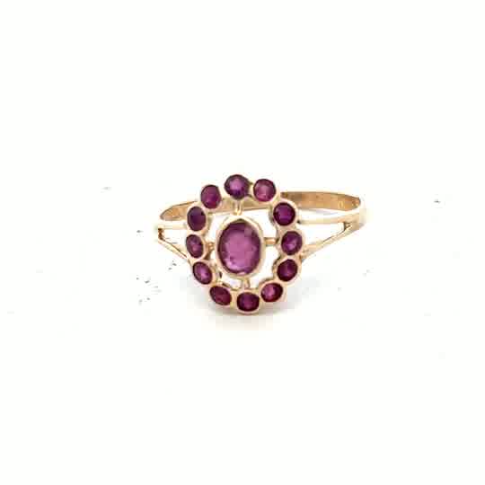 9ct yellow gold ring in size N with a smooth band, unbranded, shown on a plain background.