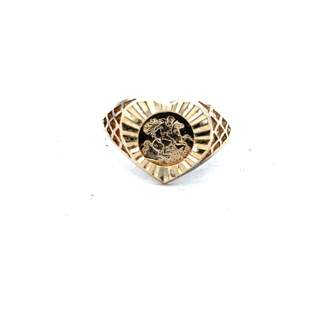 9ct yellow gold ring in size N1/2 with a smooth band, crafted from unbranded gold, shown in a close-up image.
