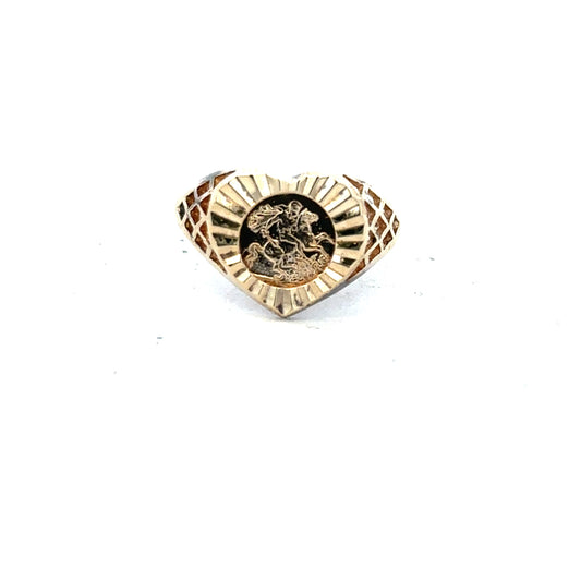 9ct yellow gold ring in size N1/2 with a smooth band, crafted from unbranded gold, shown in a close-up image.