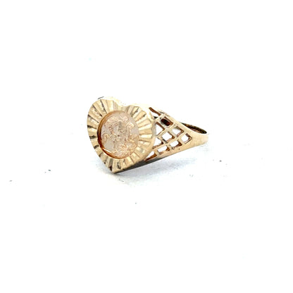 9ct yellow gold ring in size N1/2, unbranded, showcasing a smooth band with a polished finish.