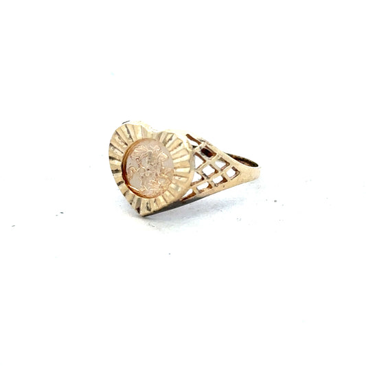 9ct yellow gold ring in size N1/2, unbranded, showcasing a smooth band with a polished finish.