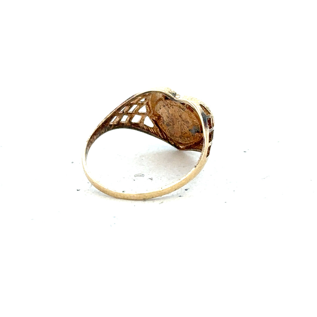 9ct yellow gold ring in size N1/2, featuring a smooth band and polished finish, unbranded jewelry.