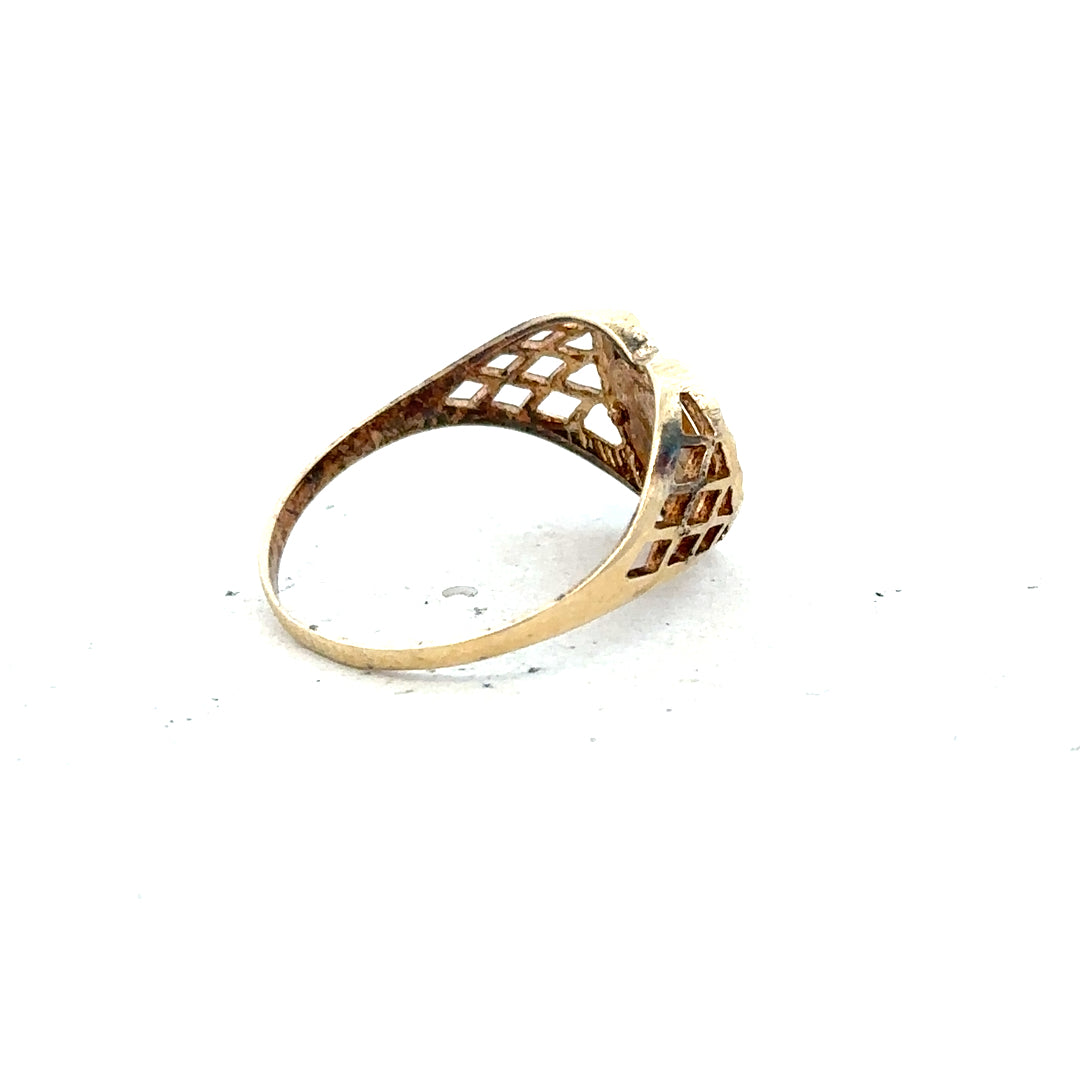9ct yellow gold ring size N1/2 with a simple band design, unbranded, shown on a plain background.
