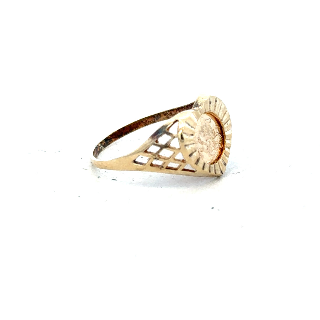 9ct yellow gold ring in size N1/2, simple unbranded gold ring with a smooth polished finish.