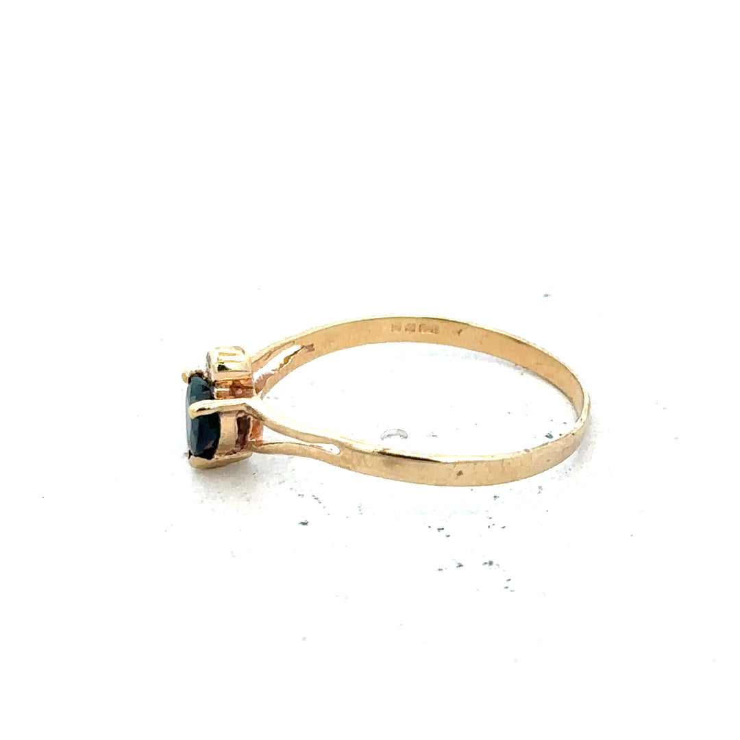 9ct yellow gold ring in size N1/2 with a smooth band, unbranded jewelry shown in the image.