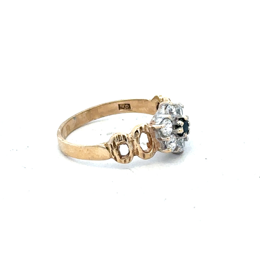 9ct yellow gold ring in size O with a smooth band, unbranded jewelry, displayed on a plain background.