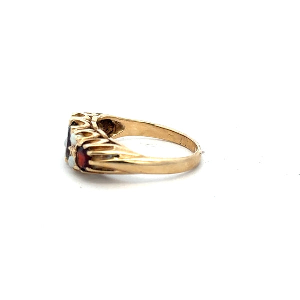 9ct yellow gold ring in size O with a simple, polished band, unbranded jewelry, shown on a plain background.