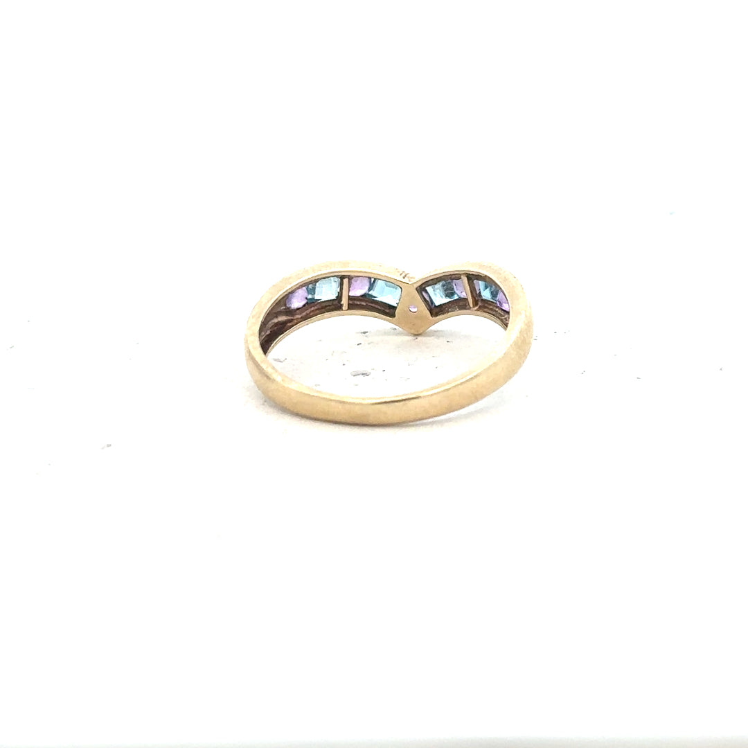 9ct yellow gold ring in size O with a smooth band, featuring a simple, elegant design.