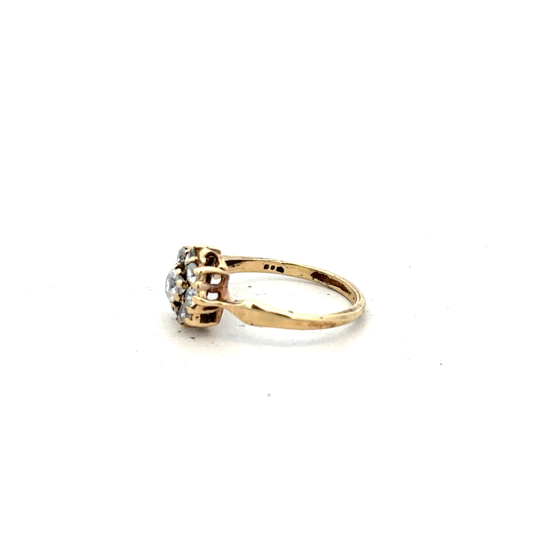 9ct yellow gold ring size O with a smooth, polished band, displayed on a neutral background.