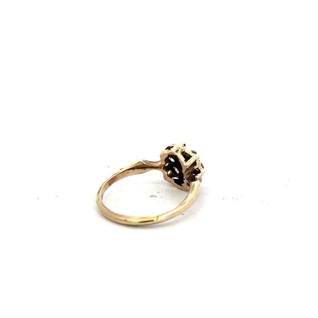 9ct yellow gold ring in size O with a smooth band, unbranded, showcasing a shiny, polished finish.