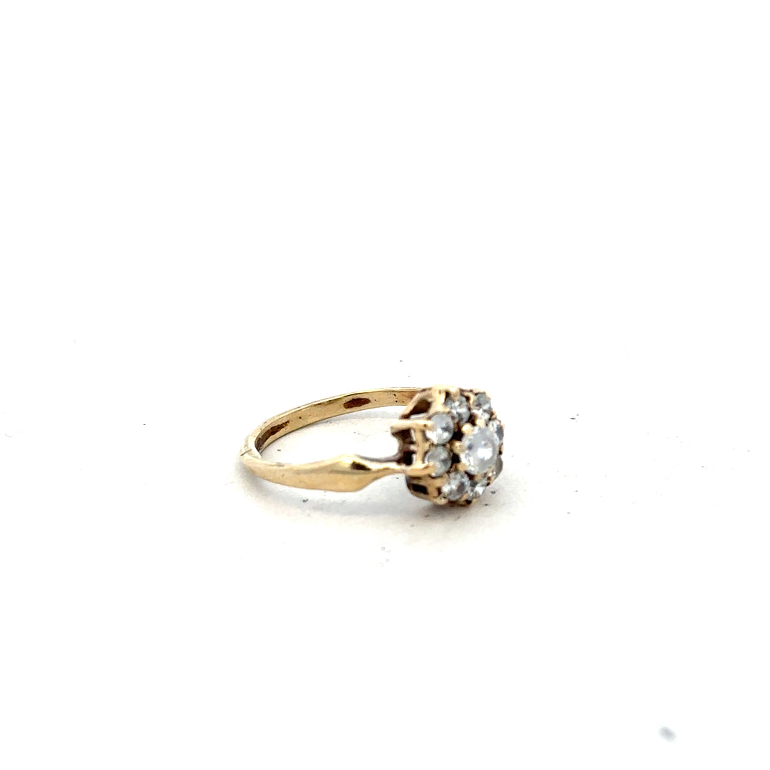 9ct yellow gold ring in size O with a smooth band, unbranded, shiny finish, shown on a neutral background.