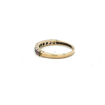 9ct yellow gold ring size O with smooth band, unbranded jewelry piece featuring a polished finish.