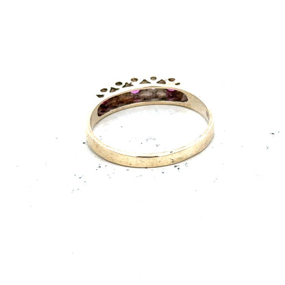 9ct yellow gold ring in size O with a simple band design, unbranded, shown on a plain background.