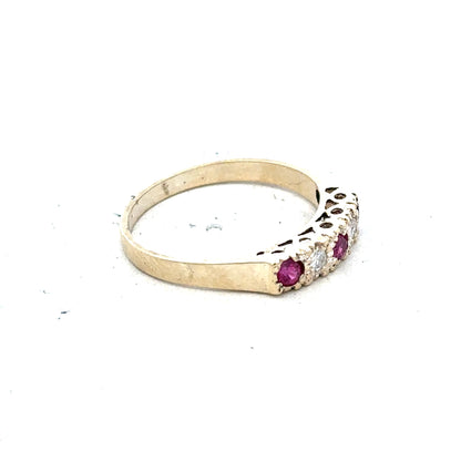 9ct yellow gold ring in size O with a simple band design, unbranded jewelry displayed against a neutral background.