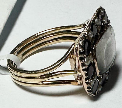 9ct yellow gold ring size O1/2, unbranded, with a smooth polished band, shown in a close-up image.