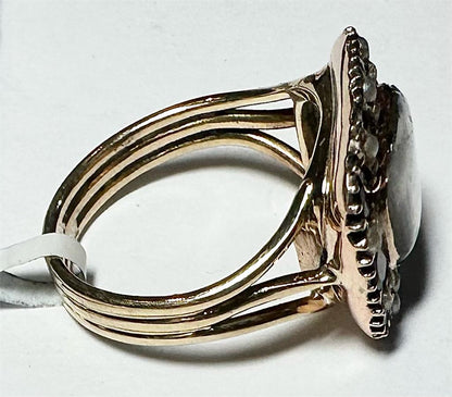 9ct yellow gold ring size O1/2, unbranded jewelry featuring a smooth band and polished finish.