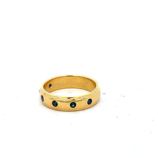 9ct yellow gold ring in size O1/2, featuring a smooth band design, unbranded jewelry displayed against a neutral background.