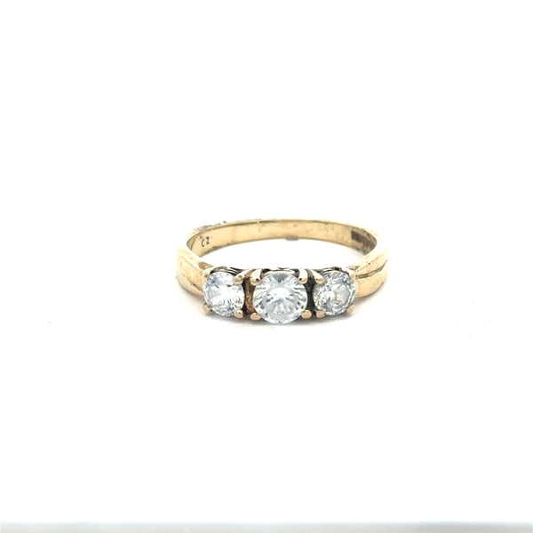 9ct yellow gold ring in size O1/2 with a simple band design, unbranded, shown in a close-up image.