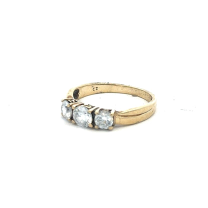 9ct yellow gold ring in size O1/2 with a smooth band, unbranded, shown on a neutral background.