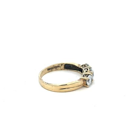 9ct yellow gold ring in size O1/2 with a simple band design, unbranded, shown in a close-up view.