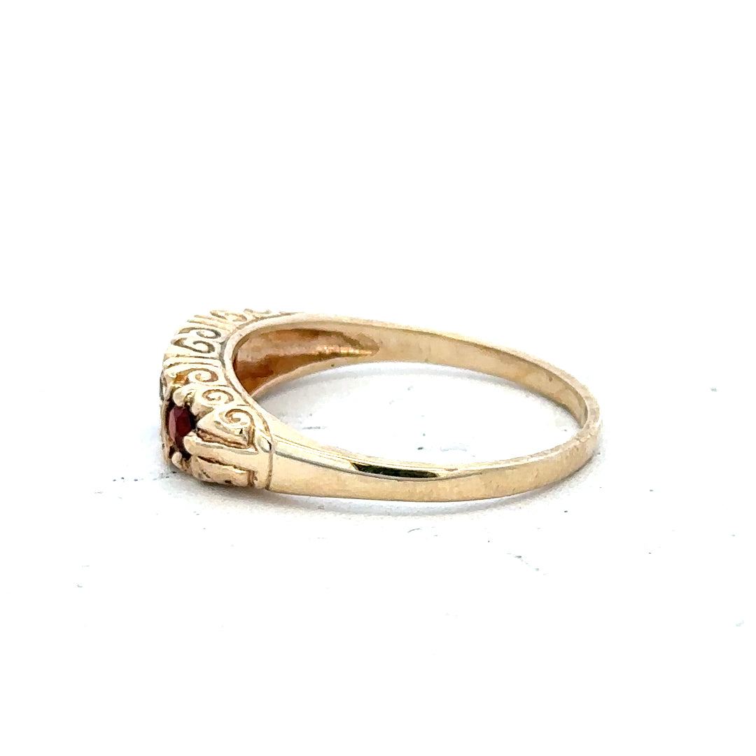 9ct yellow gold ring in size O1/2 with a smooth band, unbranded, shown on a plain background.