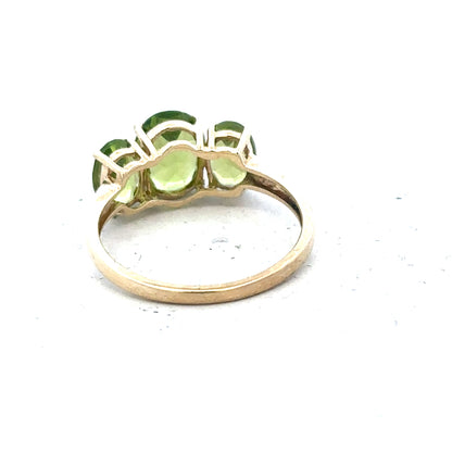 9ct yellow gold ring in size P with a simple band design, unbranded jewelry piece displayed against a plain background.