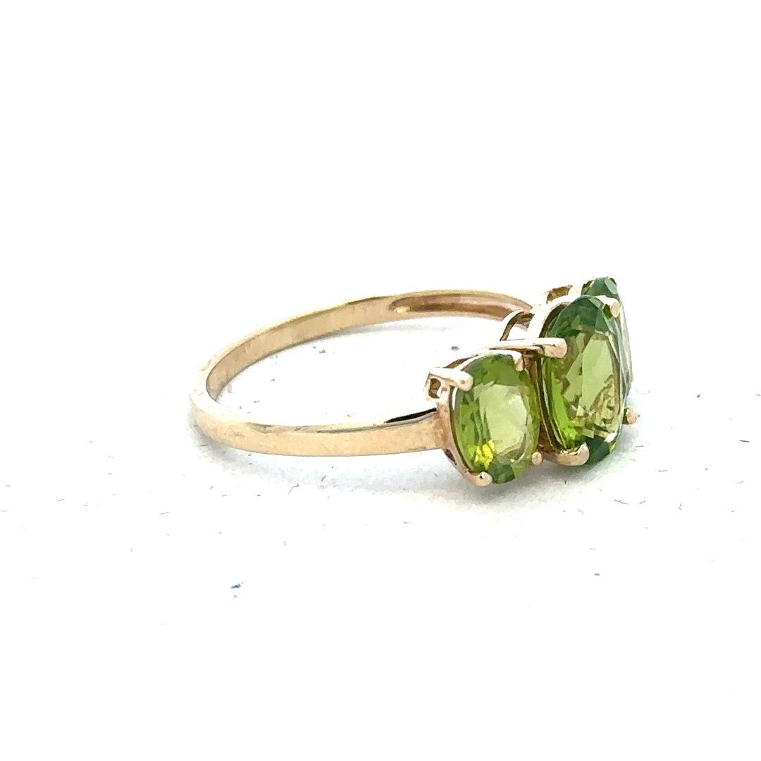 9ct yellow gold ring in size P with a simple band design, unbranded, shown on a plain background.