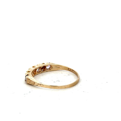 9ct yellow gold ring in size P with a smooth band, unbranded jewelry piece displayed on a neutral background